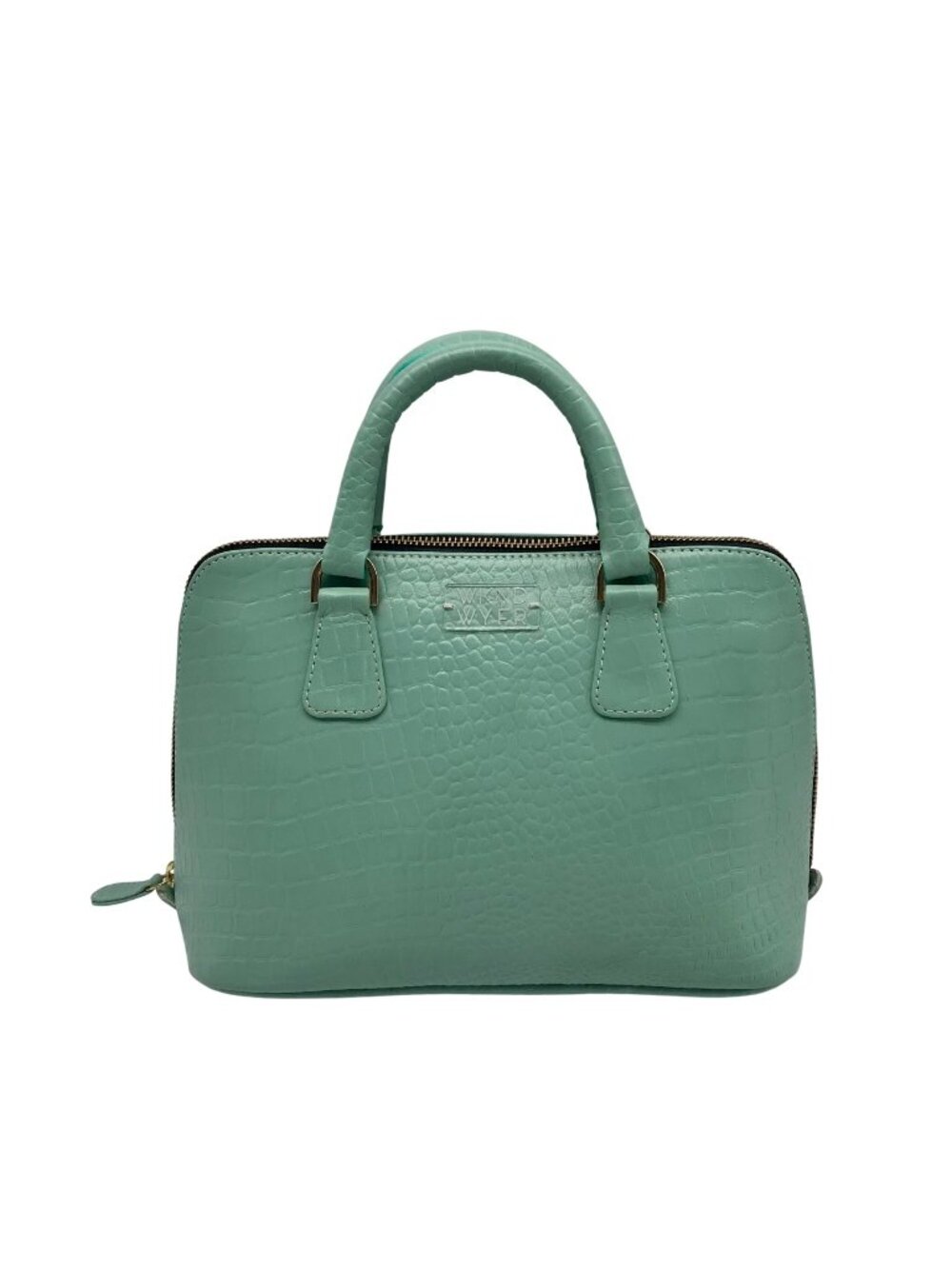 WKND WYFR  Aquamarine Croc Embossed Leather Convertible Satchel